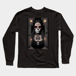 Celebrate Sugar Skull Art - Woman in Skull Makeup Long Sleeve T-Shirt